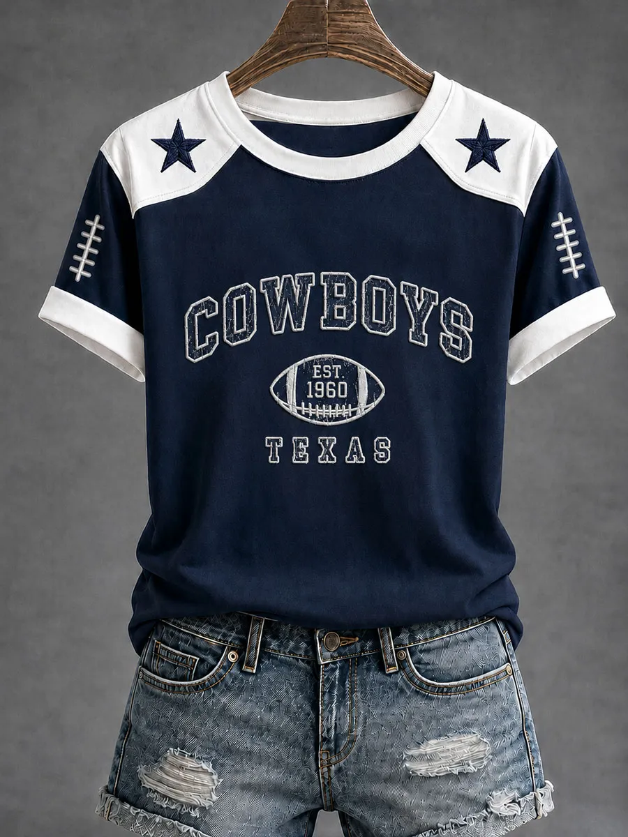 Women's Casual Football Print T-Shirt