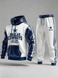 Unisex Casual Football Print Hoodies Set