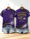 Women's Casual Football Print T-Shirt
