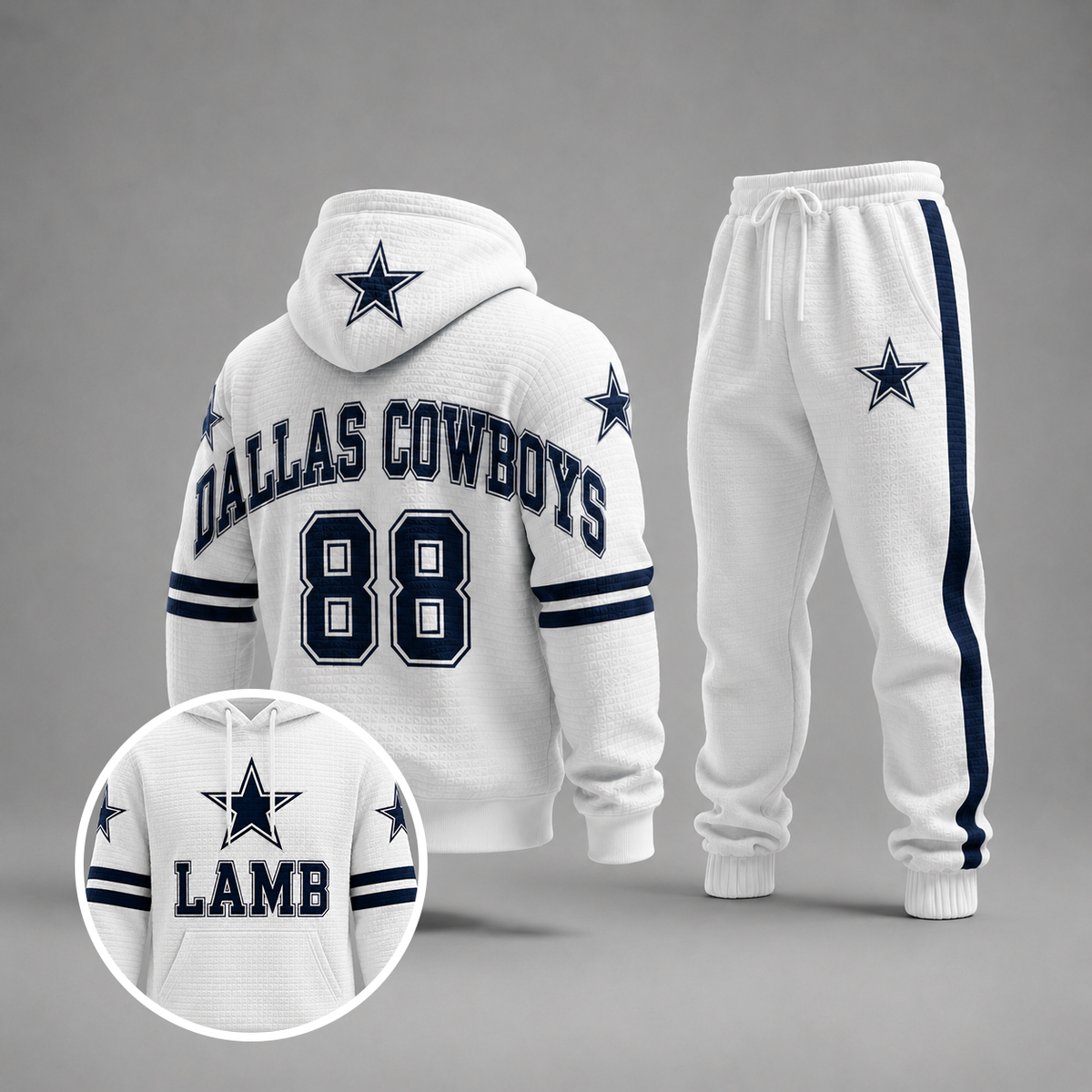Casual Football Print Long Sleeve Drawstring Tracksuit Hoodie Set