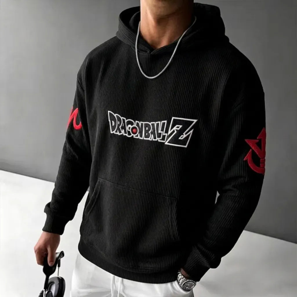 Unisex Oversized Casual Anime-print Corduroy Hoodie