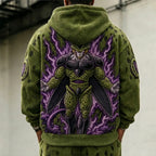Unisex Oversized Casual Anime-print Corduroy Hoodie