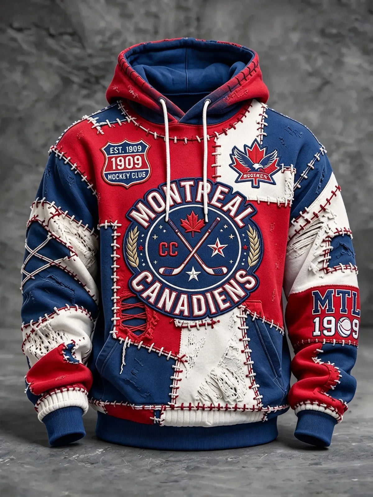 Men's Ice Hockey Print Hooded Sweatshirt