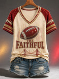 Women's Casual Football Print T-Shirt