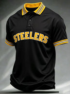 Men's Casual Football Print Polo Shirt