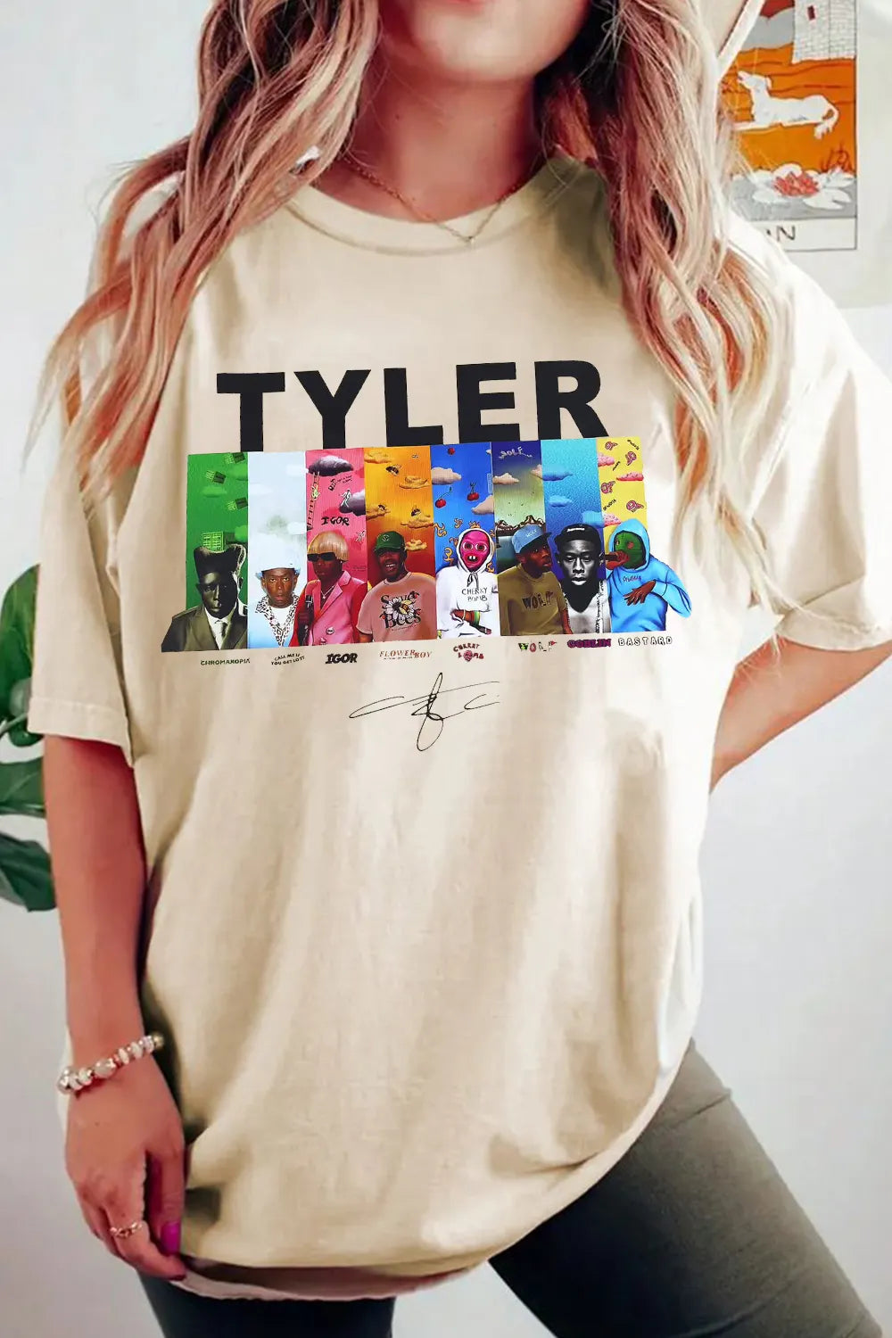 Tyler cartoon print round neck ladies T-shirt