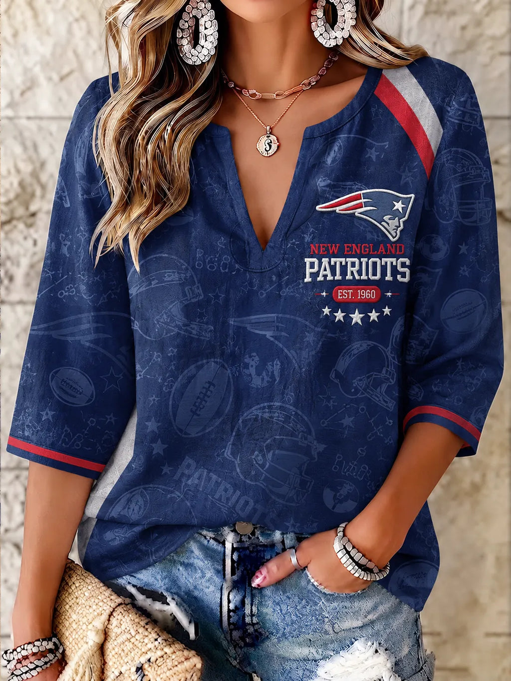 Women's Football V-Neck Top