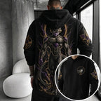 Unisex Oversized Casual Anime-print Corduroy Hoodie