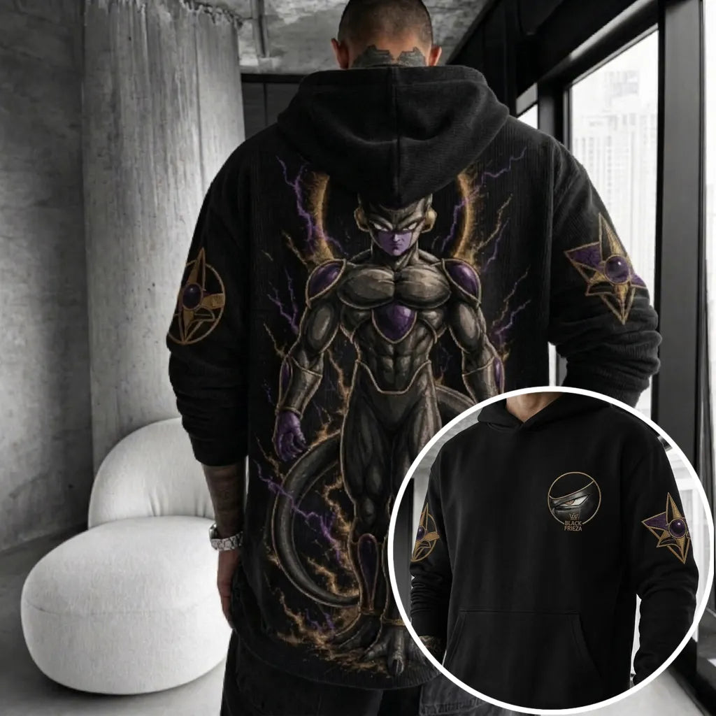 Unisex Oversized Casual Anime-print Corduroy Hoodie