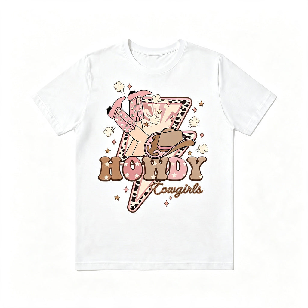 Retro Texas Western Howdy Cowgirls Cowboy Boots Tee