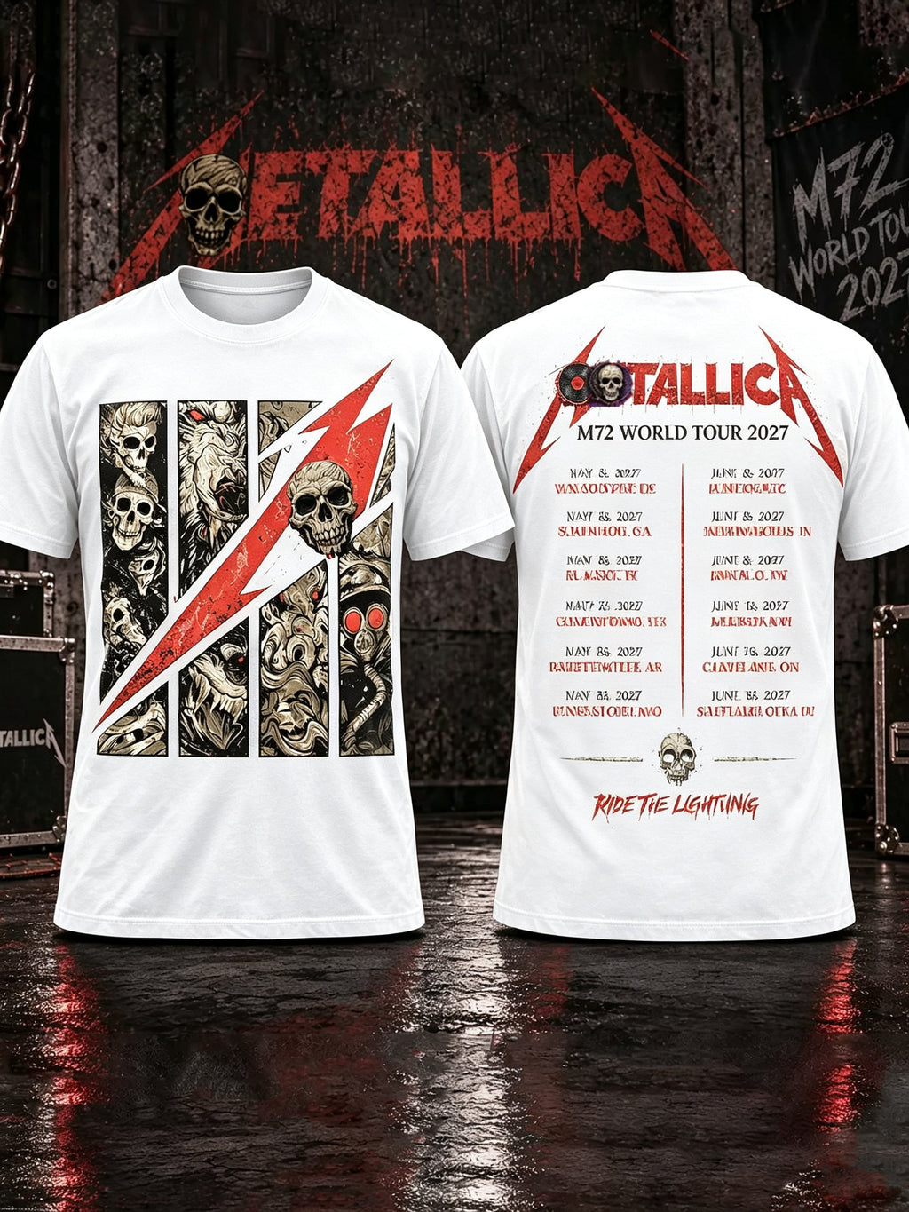 Men's Short-Sleeve T-Shirt with Music Tour Print