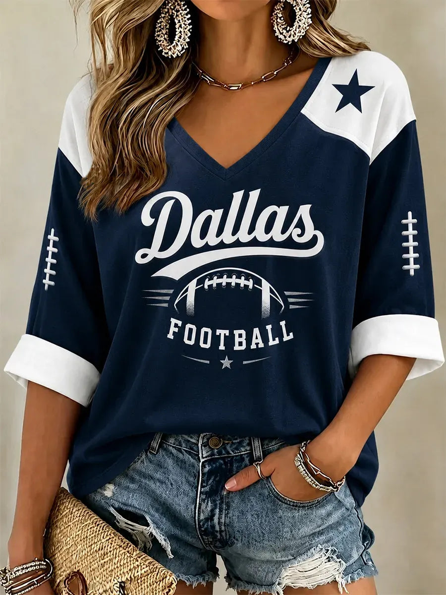Women's Casual Football Printed T-Shirt