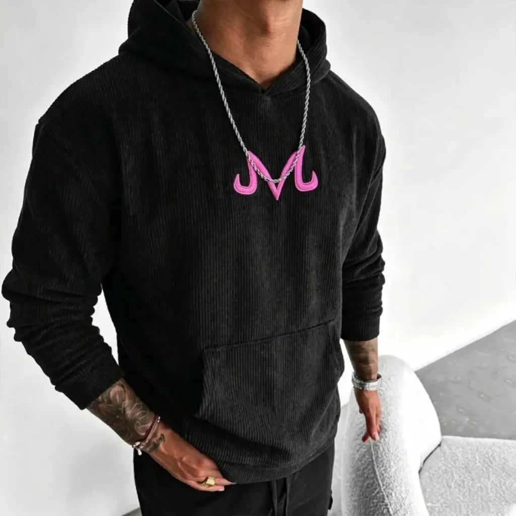 Unisex Oversized Casual Anime-print Corduroy Hoodie