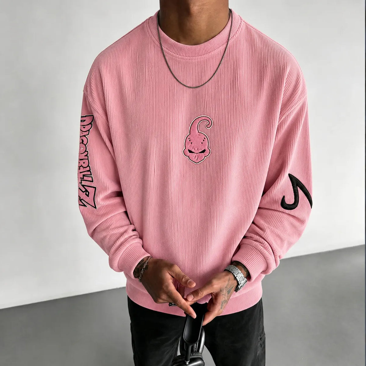 Unisex Retro Corduroy Sweatshirt In Anime Style