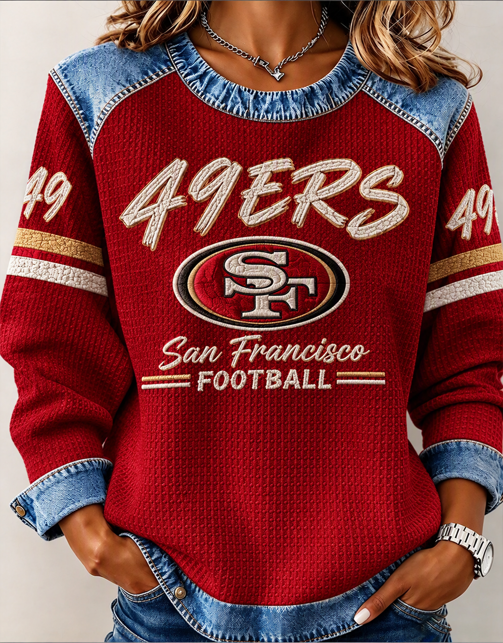 Women's Football Printed Crewneck Sweatshirt