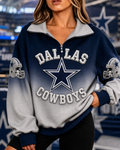 Women's Football Fan V-Neck Zip-Up Sweatshirt