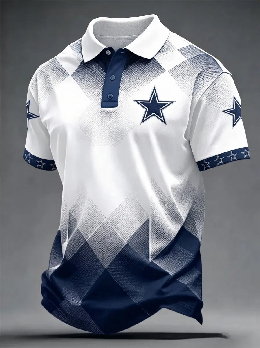 Men's Football Print Polo Shirt