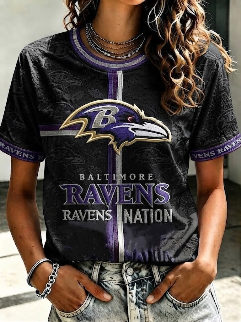 Women's Casual Football Print T-Shirt