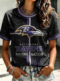 Women's Casual Football Print T-Shirt