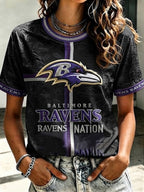 Women's Casual Football Print T-Shirt