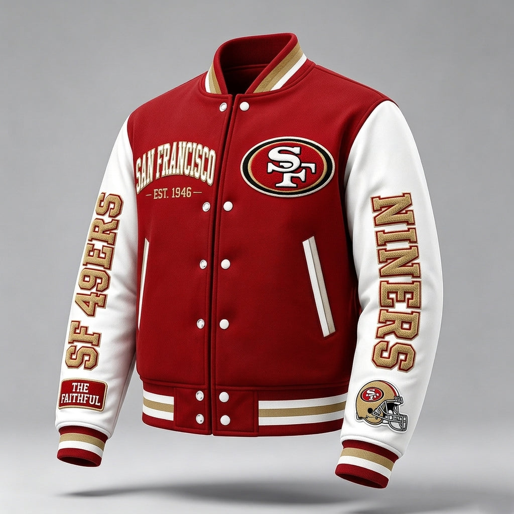 Women'S Football Print Varsity Jacket