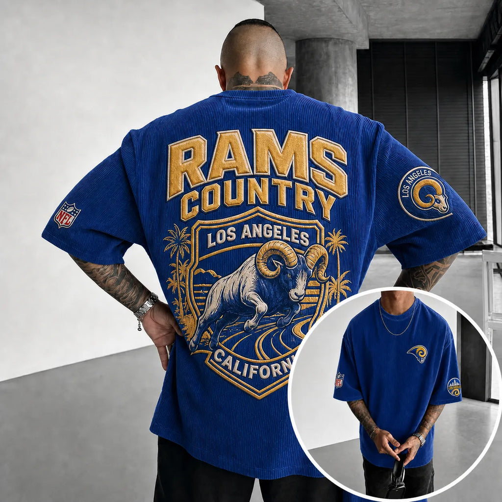 Unisex Rugby Print Loose-Fit Vertical-Stripe Short-Sleeve T-Shirt