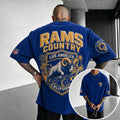Unisex Rugby Print Loose-Fit Vertical-Stripe Short-Sleeve T-Shirt