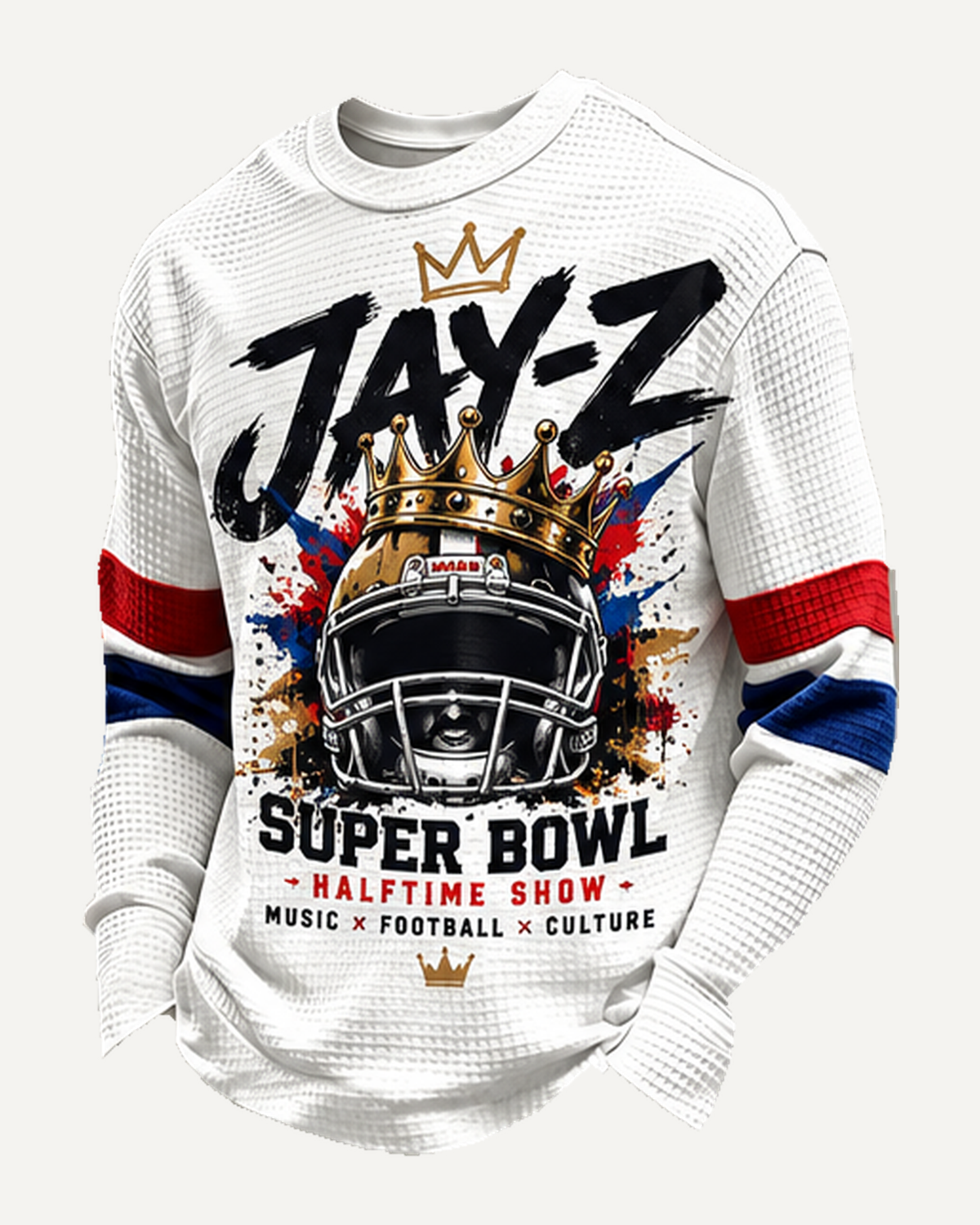 Jay-Z Game Day Crown Helmet Graphic Waffle-Knit Long-Sleeve Shirt
