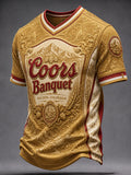 Men's Casual Beer Print Top