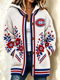 Women's Casual Hockey Print Knitted Cardigan