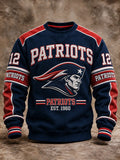 Men's Contrast Panel Helmet Graphic Crewneck Sweatshirt