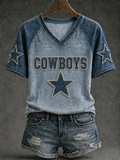 Women's Casual Football Print T-Shirt