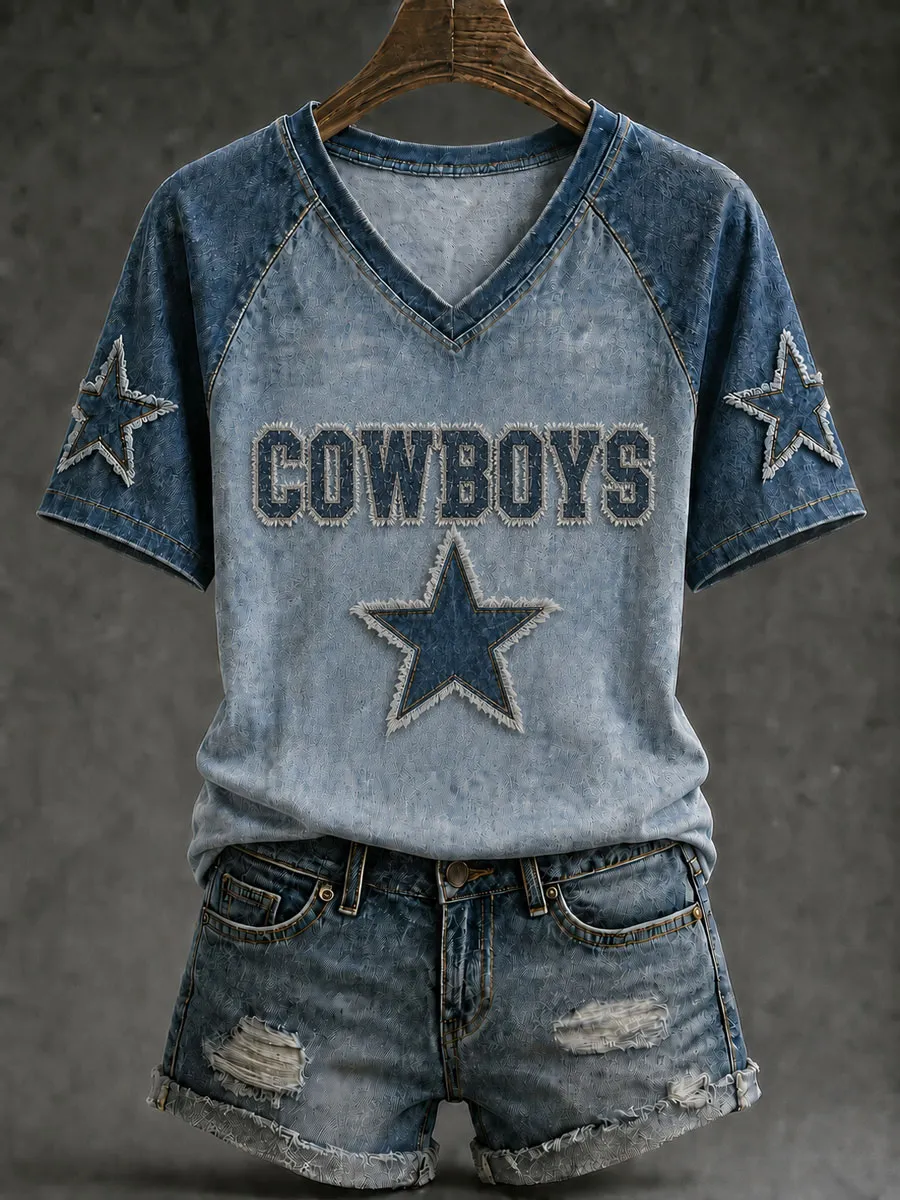 Women's Casual Football Print T-Shirt