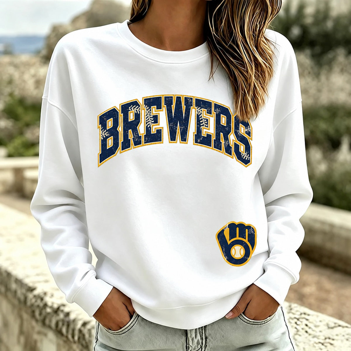 Women's Vintage Football Team Graphic Crewneck Sweatshirt