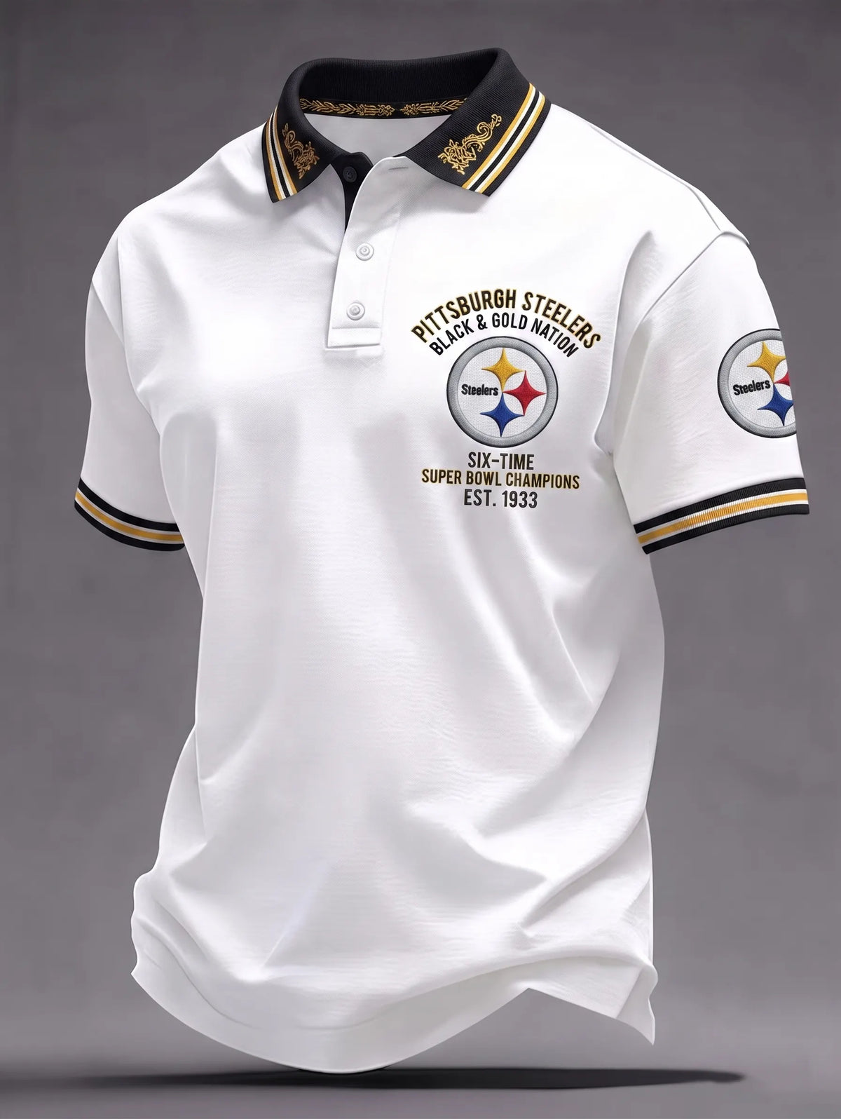 Men's Steelers Print Polo Shirt