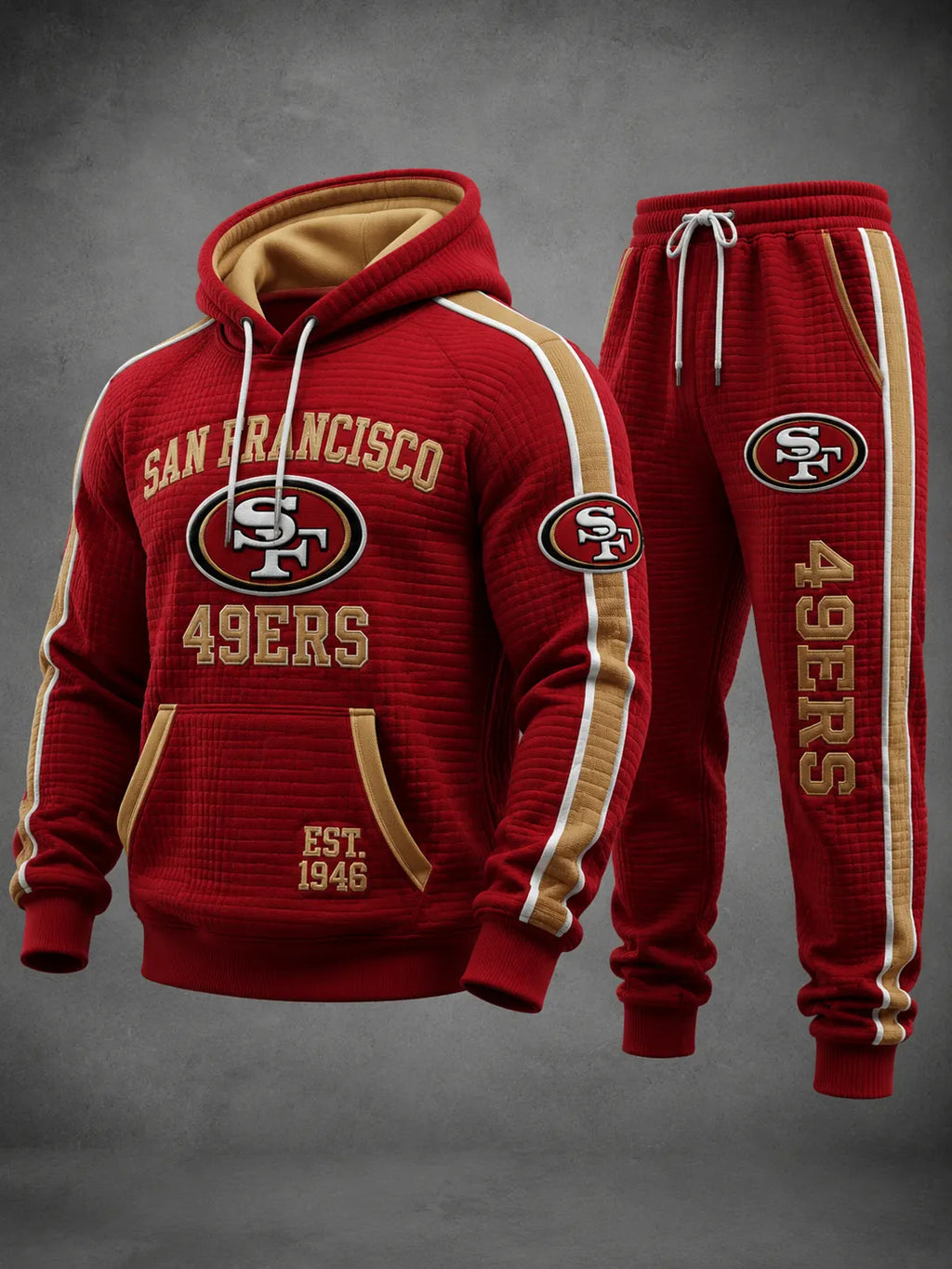Premium Cotton-Blend Waffle Knit Hoodie And Jogger Set