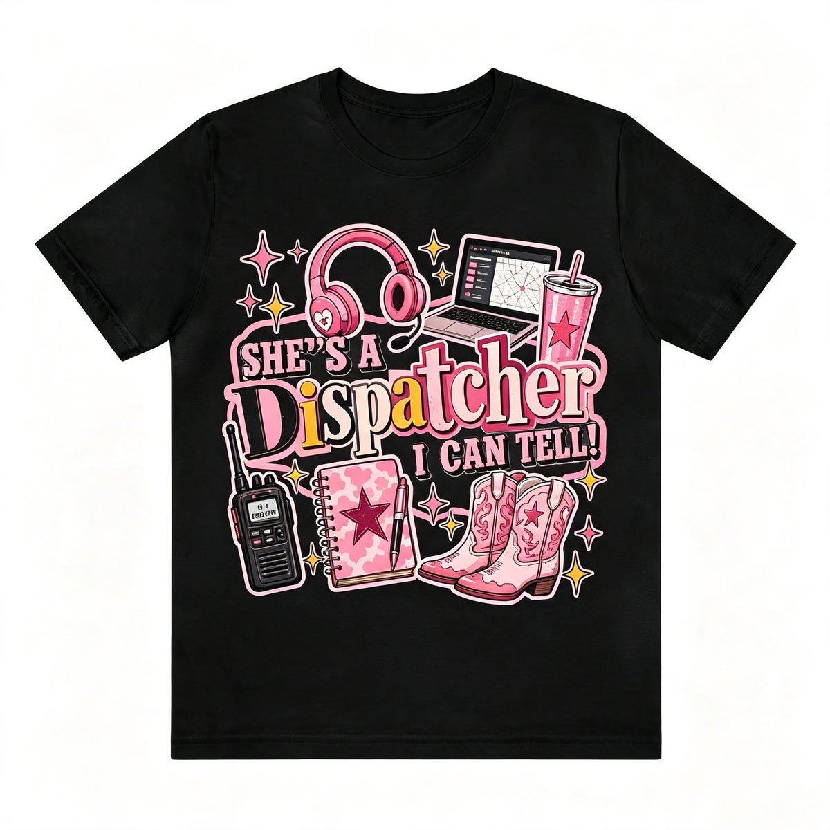 Retro Texas Western Dispatcher Cowgirl Boots Print Tee