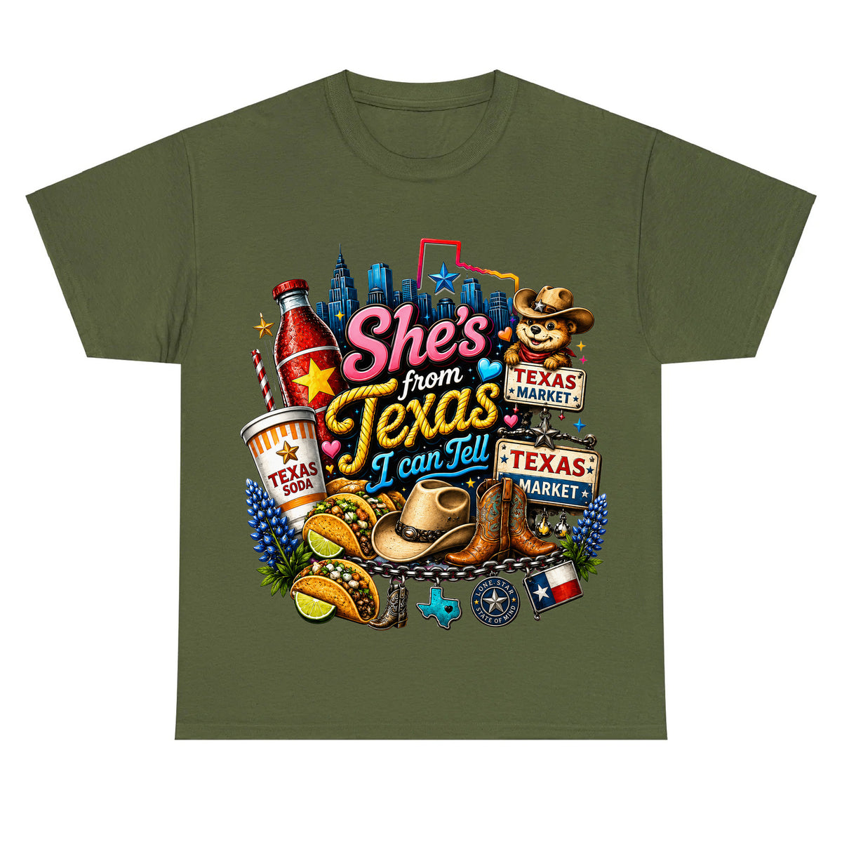 "She's From Texas I Can Tell" Texas Retro T-shirt