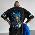 Unisex Anime-Style Retro Corduroy Oversized T-Shirt