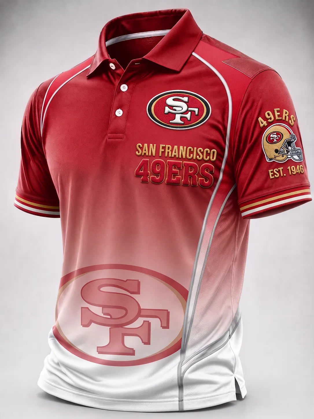 Men's Football Printed Short-Sleeve Polo Shirt