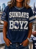 Women's Casual Football Print T-Shirt