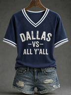 Women's Casual Football Print T-Shirt