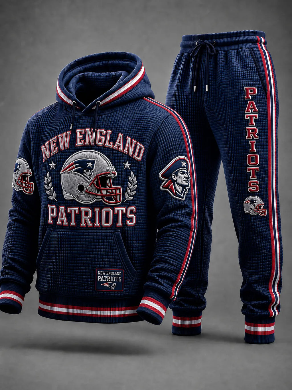 Men's Football Premium Cotton-Blend Waffle Knit Hoodie And Jogger Set