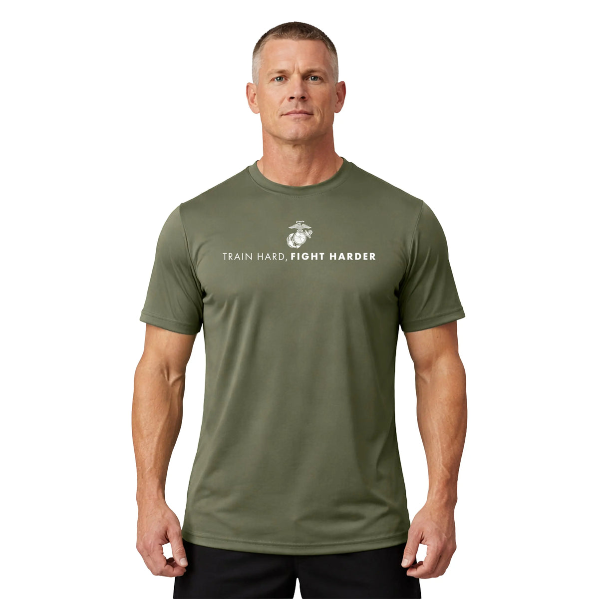 Marines "Train Hard, Fight Harder" Performance shirt United States Marine Corps Pride ,Made in USA