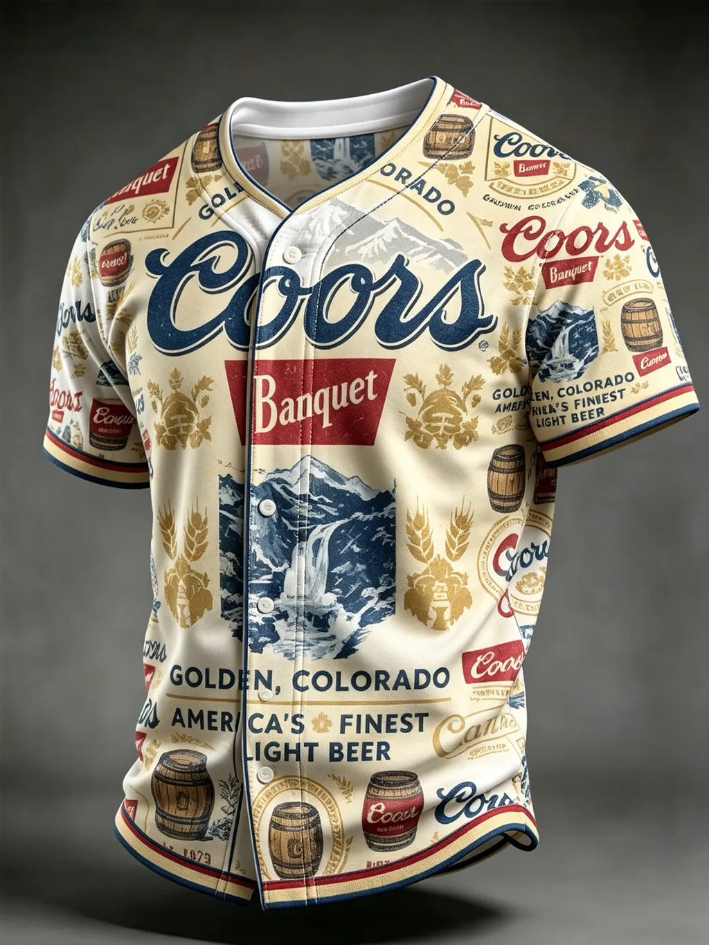 Men's Beer Print Short-Sleeve Shirt