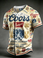 Men's Beer Print Short-Sleeve Shirt