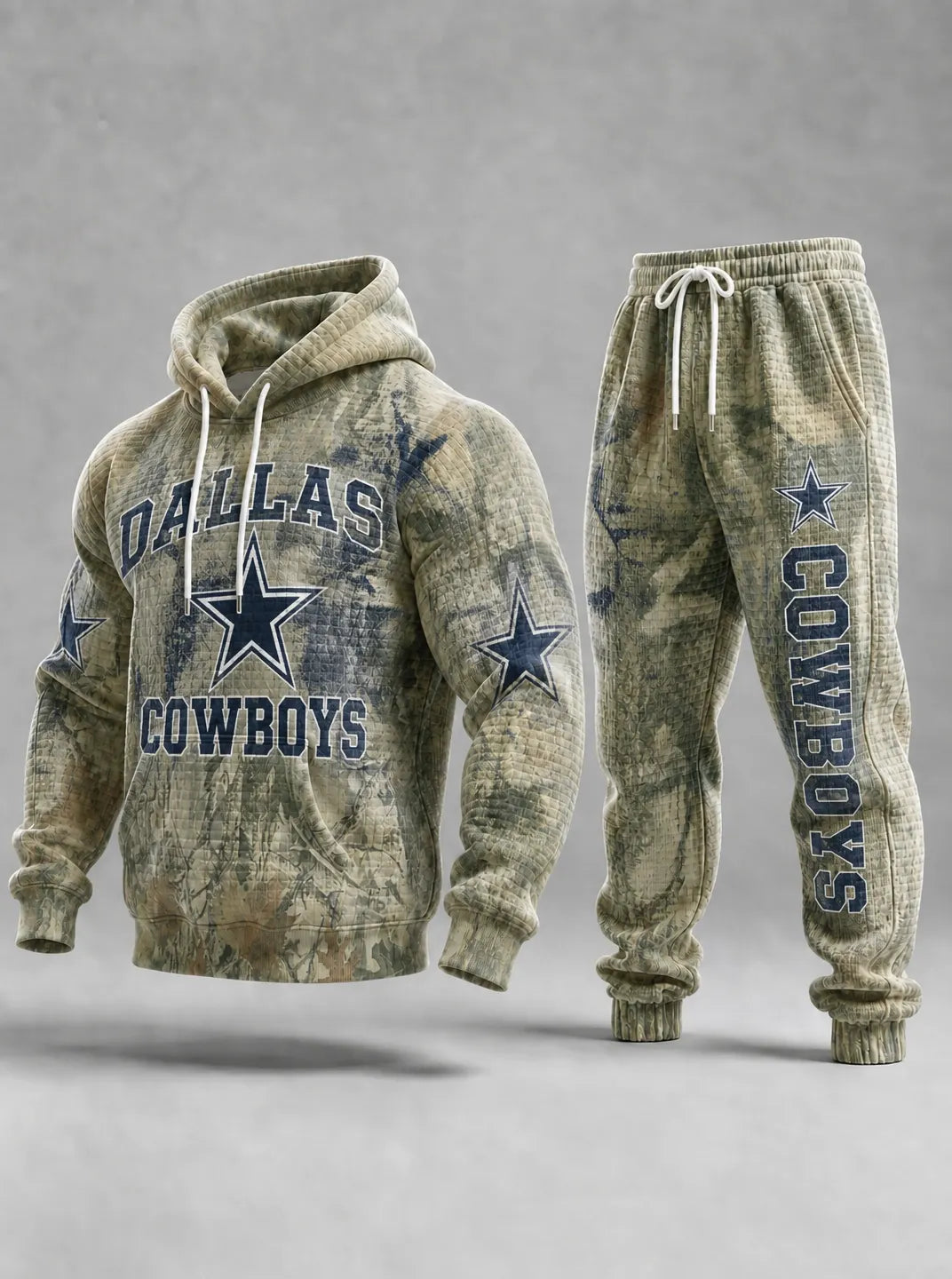 Casual Football Camo Print Long Sleeve Drawstring Tracksuit Hoodie Set