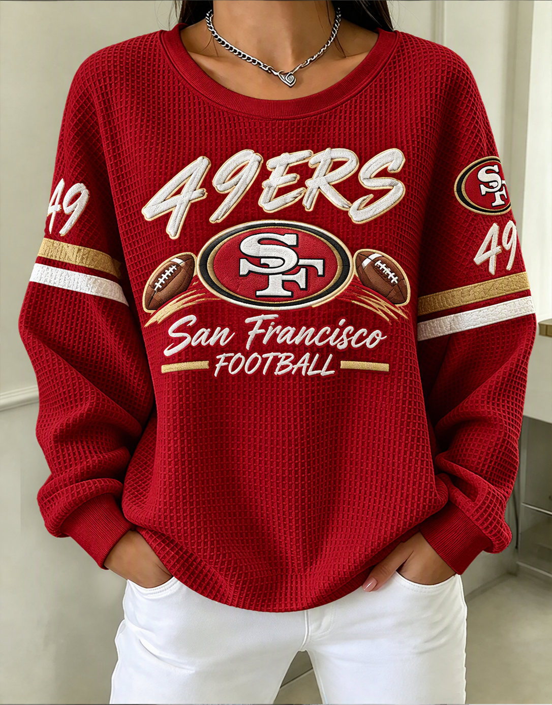 Women's Football Printed Crewneck Sweatshirt