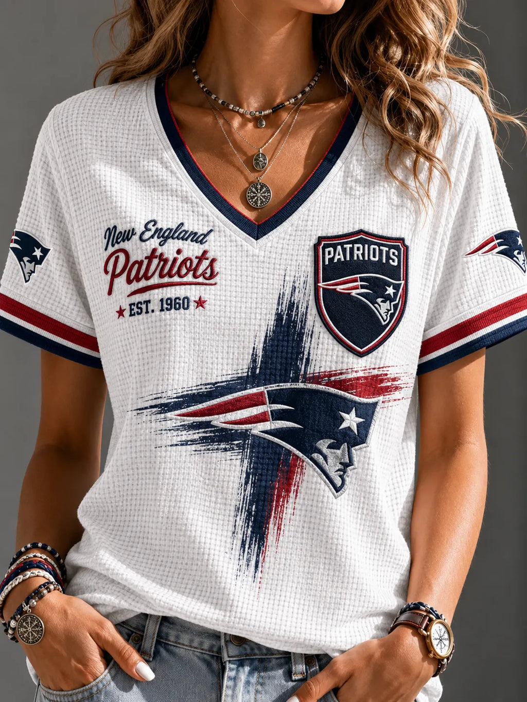 Women's Casual V-Neck Textured Sports Top