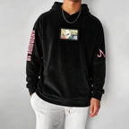 Unisex Oversized Casual Anime-print Corduroy Hoodie